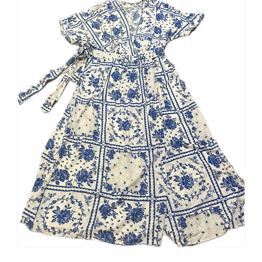 Blue and white floral dress